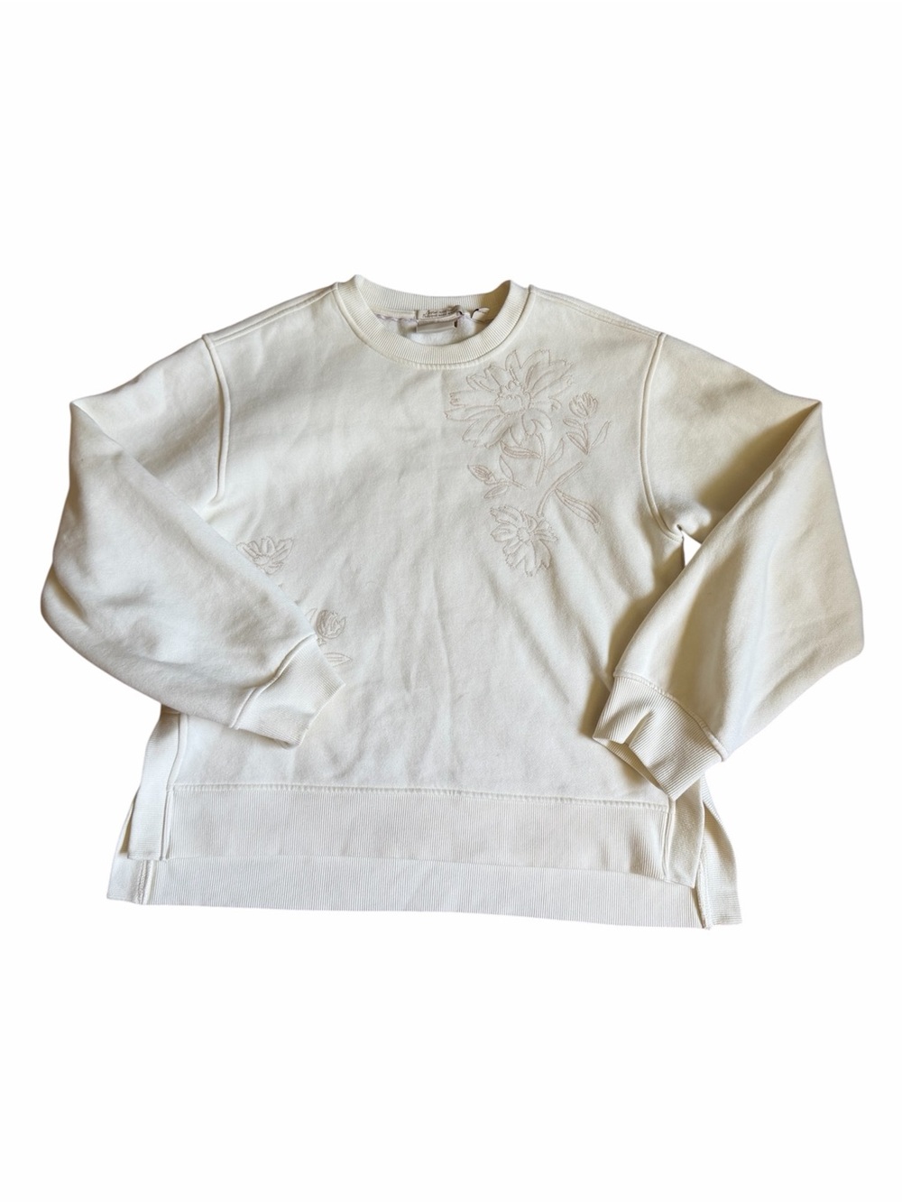 Scotch & Soda Cream Floral Embroidered Sweatshirt M